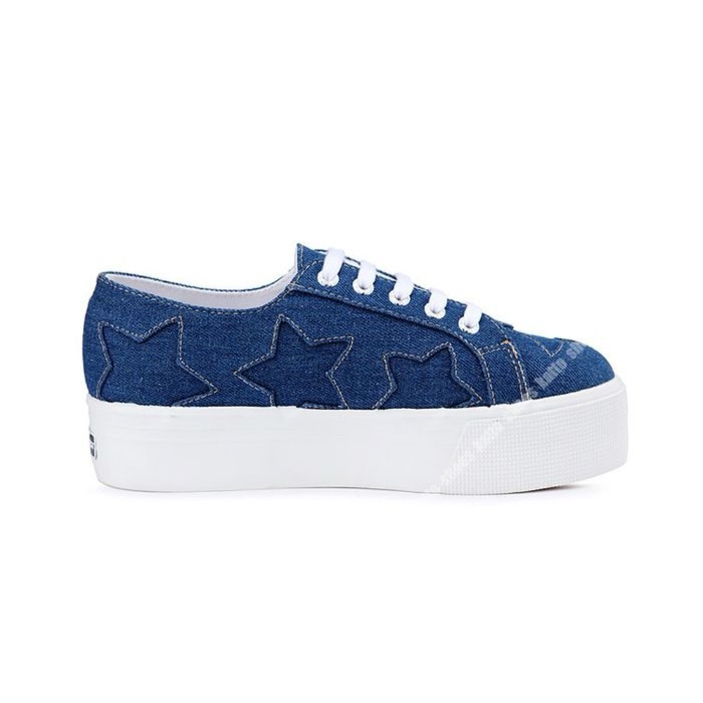 SUPERGA x Lizzy Rare Denim Patch Star Platform Sneaker Blue Denim 8